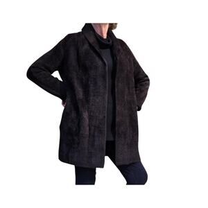 Liverpool Los Angeles Jacket Faux Fur Mink Cardigan Coatigan Fuzzy sz M Brown